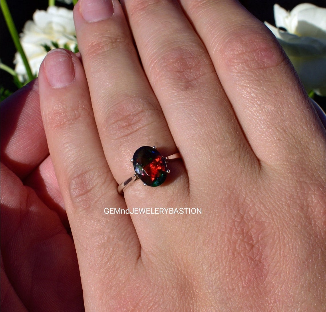 Opal Ring Authentic Opal Red Fire Opal Ring wedding Ring Etsy