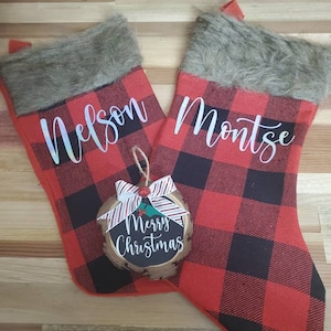 Buffalo plaid stocking, Buffalo check personalized stocking , Christmas Plaid Stocking, Red Buffalo Plaid, Personalized Stocking, checkered