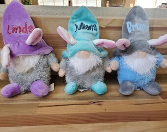 Gnomo de Pascua, Gnomos de Pascua personalizados, Gnomos personalizados de felpar, gnomos personalizados para niños, relleno de cesta de Pascua, gnomos de conejo, gnomo