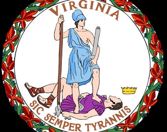 State Seal of VIRGINIA Sticker DIE-CUT Vinyl Decal USA