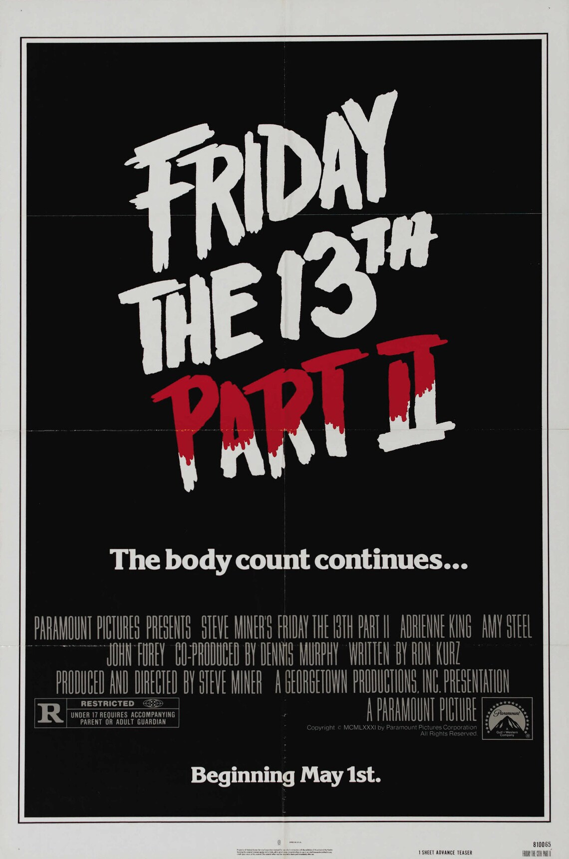 Friday the 13th Part 2 1981 Movie Poster STICKER DieCut Etsy