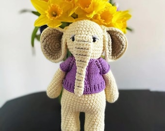Elefante de crochet, Elefante amigurumi, Elefante de peluche hecho a mano, Juguete de crochet para bebé elefante, Guardería de animales de crochet para bebé, Peluche hecho a mano