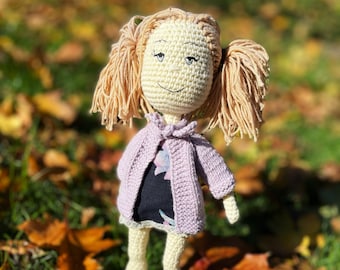 Muñeca amigurumi a crochet, Peluche amigurumi, Niña recién nacida, Muñeca hecha a mano, Muñeca para niña, Muñeca amigurumi, Hermoso juguete de niña a crochet.