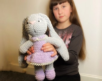 Crochet bunny rabbit amigurumi, Plush bunny rabbit toy, Handmade crochet bunny, Velvety soft bunny, Crochet bunny amigurumi.