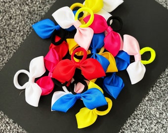 Mini lazos para el pelo, Elásticos para el pelo con lazo, Mini bandas para el pelo, Bandas para el pelo pequeñas, Juego de 2, Bandas para el pelo para niños pequeños, Bandas para el pelo para bebés, Elásticos pequeños, Lazos