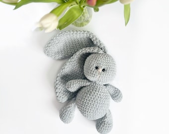 Peluche de conejito de ganchillo, Conejo conejito, Peluche de conejito de ganchillo, Juguete suave hecho a mano para decoración de guardería Regalo para recién nacido baby shower, Oreja larga