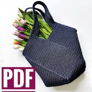 Crochet Tote bag PATTERN, Large crochet beach bag, Aesthetic Bag, Shoulder bag, Grocery bag, Gift for her, Crochet patterns PDF