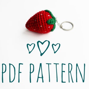 PDF Pattern handmade crochet strawberry toy, Crochet strawberry keychain, Fruit car decor, Car charm, Table decoration, Keyring for beginner