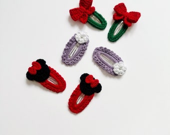 Horquillas para el cabello de niña, horquillas de flores de ganchillo, accesorios para el cabello de niña pequeña, regalo hecho a mano para bebé, pasadores para el cabello de recién nacida