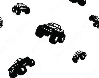 Monster truck seamless pattern; digital pattern paper; trucks; truck pattern; boy seamless pattern; digital download; fabric pattern