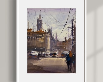 Original Europe Watercolor Painting | 44x35 cm