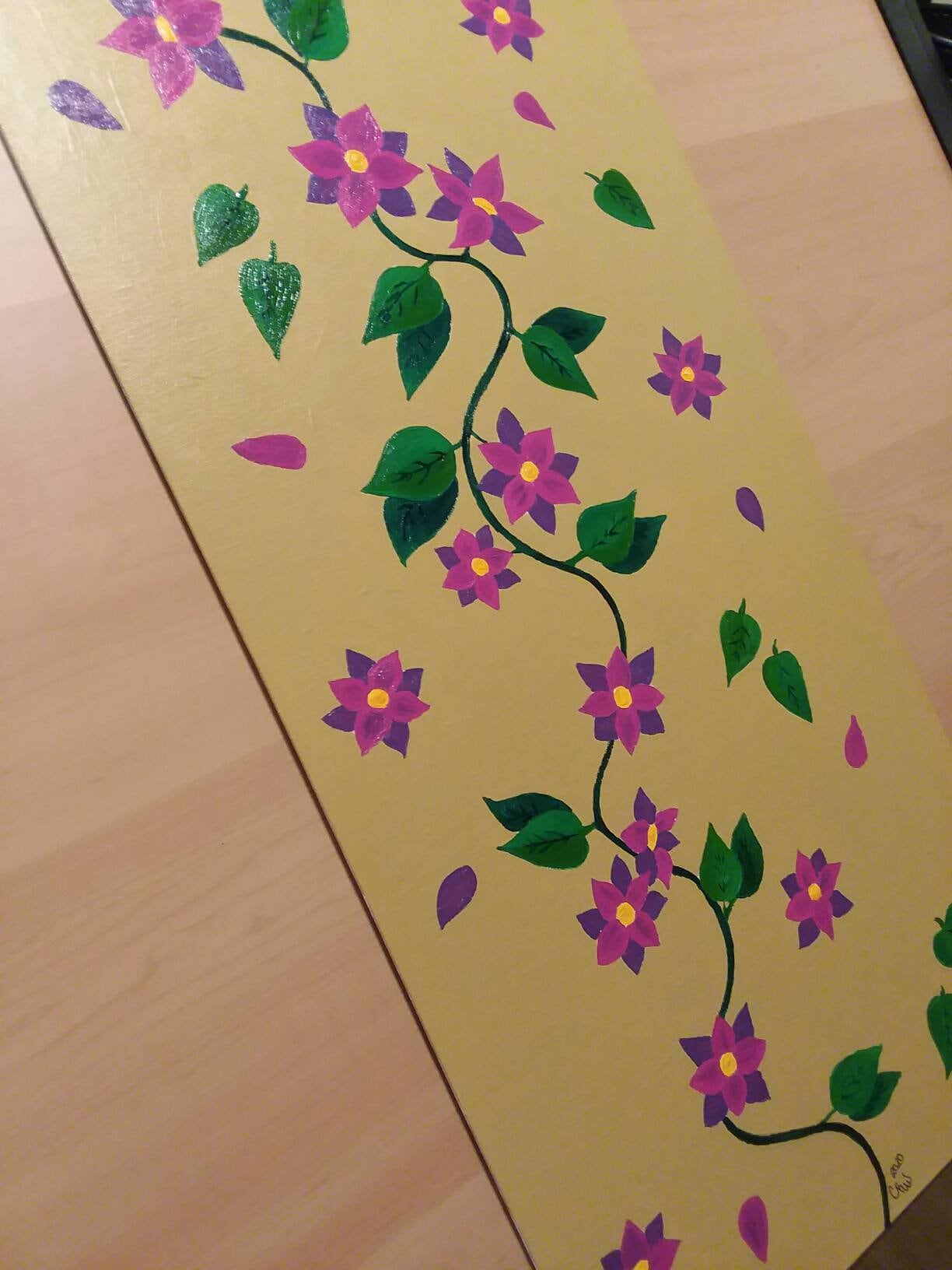 Flower Vine acrylic painting on 12x24 inch canvas panel Etsy