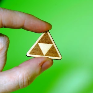 Laser Engraved Wood Triforce Pin: Zelda Gaming Accessory