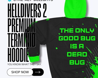 Helldivers 2 Dead Bug Pullover Hoodie - Unisex Hoodie - Gaming Hoodie - Gamer Gift - Terminid Hoodie - Helldivers Fan Art - Gamer Hoodie