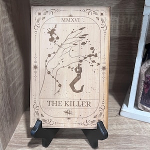 Laser Engraved Wood Tarot Card – The Killer Card – Horror Game Art – Dead by Daylight Inspired Decor – Spooky Gamer Gift – DBD Tarot