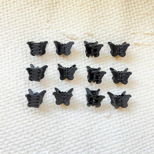 Black Butterfly Clips; 90's Hair Clips, 90's Accessories, Butterfly Clips, 90's Party, Black Accessories (12pc)