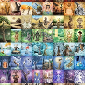 May include: A collection of 49 digital art pieces featuring trees, nature, and human figures. The artwork is in a variety of styles and colors, with a focus on the beauty of the natural world.