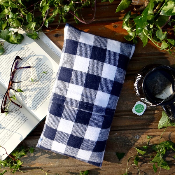 Microwavable Heating Pad, Reusable Heating Pack, Ice and Heat Pack Flannel Cover, heat therapy, Corn heating pad,  Navy Blue Buffalo Plaid