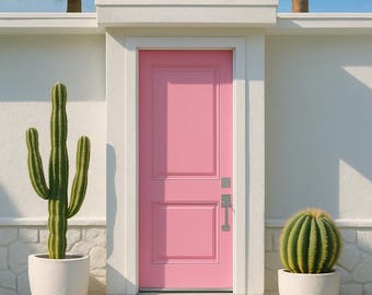 Elegante puerta rosa de Palm Springs