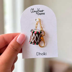 Desi Wedding Favour - Mini Dhol Keychain Charm | Desi Gift Indian Food Keychain Small Desi Keychain Small Desi Gift Cute