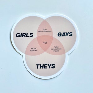 Autocollant Girls Gays Theys, Autocollant drôle, Cadeau LGBTQIA, Cadeau queer drôle, Autocollant de bouteille d’eau, Autocollant pour ordinateur portable, Gay Pride, Cadeau d’expédition rapide