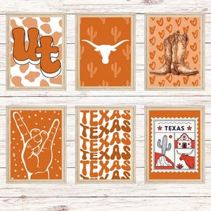 University of Texas (UT) - Dorm Room Wall Art - 6 Piece Digital Print (UNFRAMED)