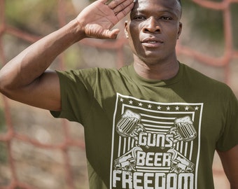 Waffen Bier und Freiheit patriotischen T-Shirt - stolze amerikanische T-Shirt - Unabhängigkeit Tag Shirt - Merica Shirt - 4. Juli T-Shirt