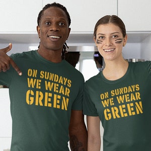 On Sundays We Wear Green T-Shirt, Green Bay Packers Shirt, Green and Yellow Shirt, Jordan Love Tee, Lambeau Shirt, Cheesehead Tee