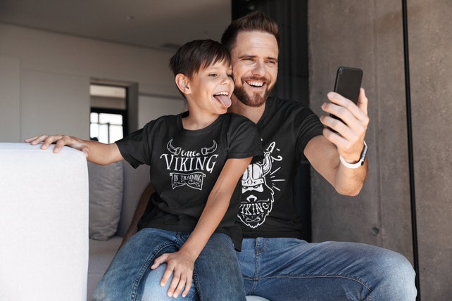 Dad and Child Matching Shirts (Set of 2) - Raising a Tiny Viking Shirt - Little Viking, Matching Family Shirts, Dad And Son Shirt, Vikings