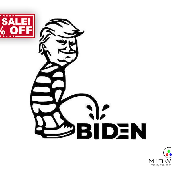 Trump Pissing on Biden Decal (Pack) Calvin and Hobbs, Calvin Peeing, Calvin Pee On Sticker, Trump 2024, Lets Go Brandon, 11 Colors