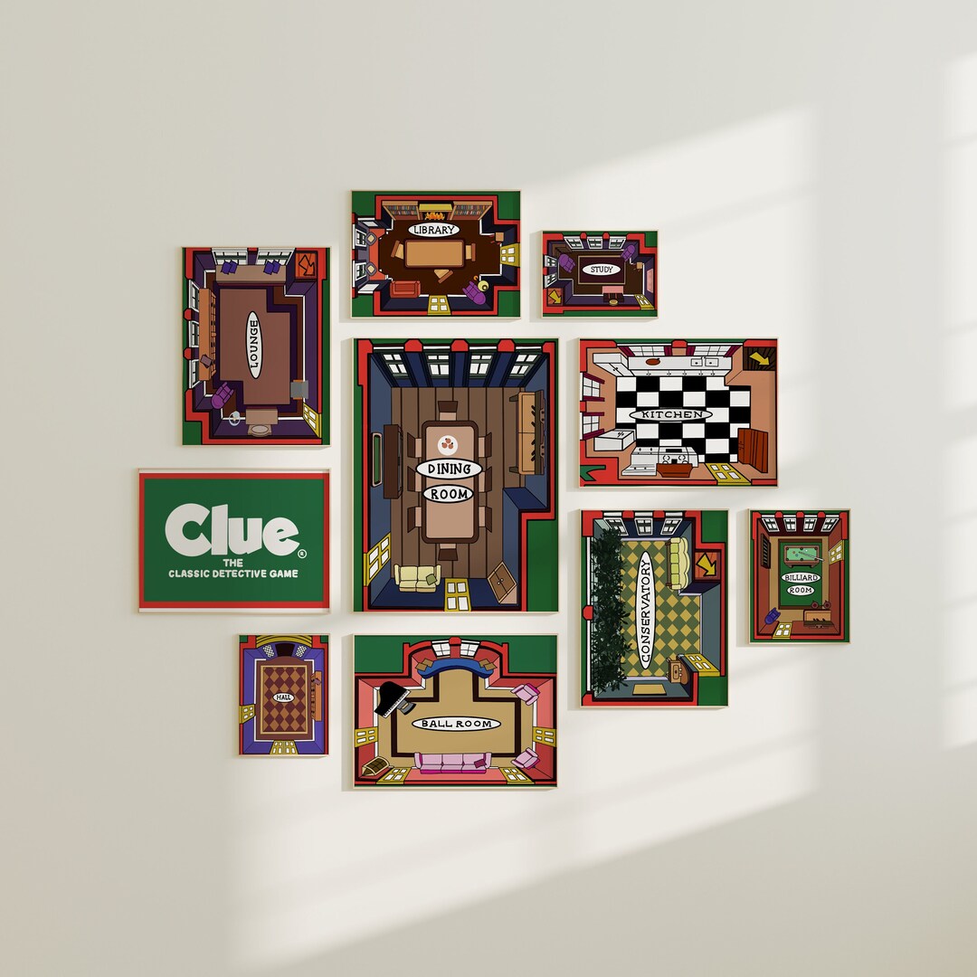 Clue Board Game Art Prints Vintage Inspired Game Room Decor PDF File Clue Board Game Art Prints Vintage Inspired Game Room Decor PDF File