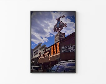 Bartryck med Million Dollar Cowboy: Vintagekonst i Jackson Hole, Wyoming (JPG- och PDF-nedladdning)
