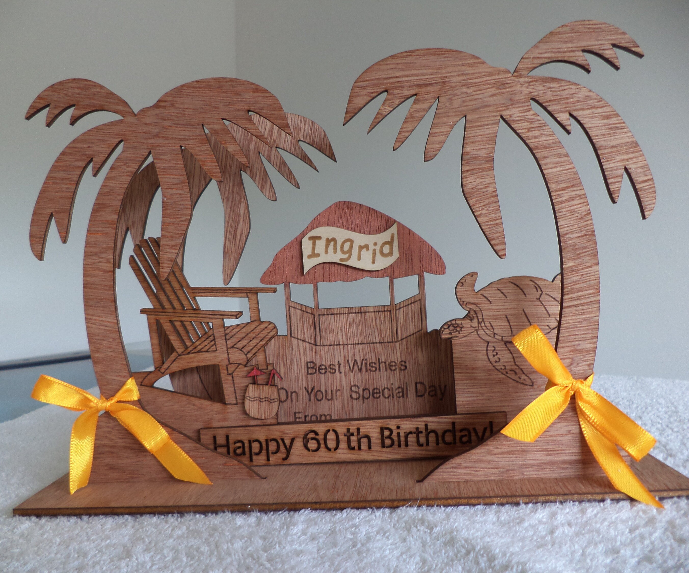 Personalised Luxury Tropical Island Birthday Card. Wooden 3D Etsy