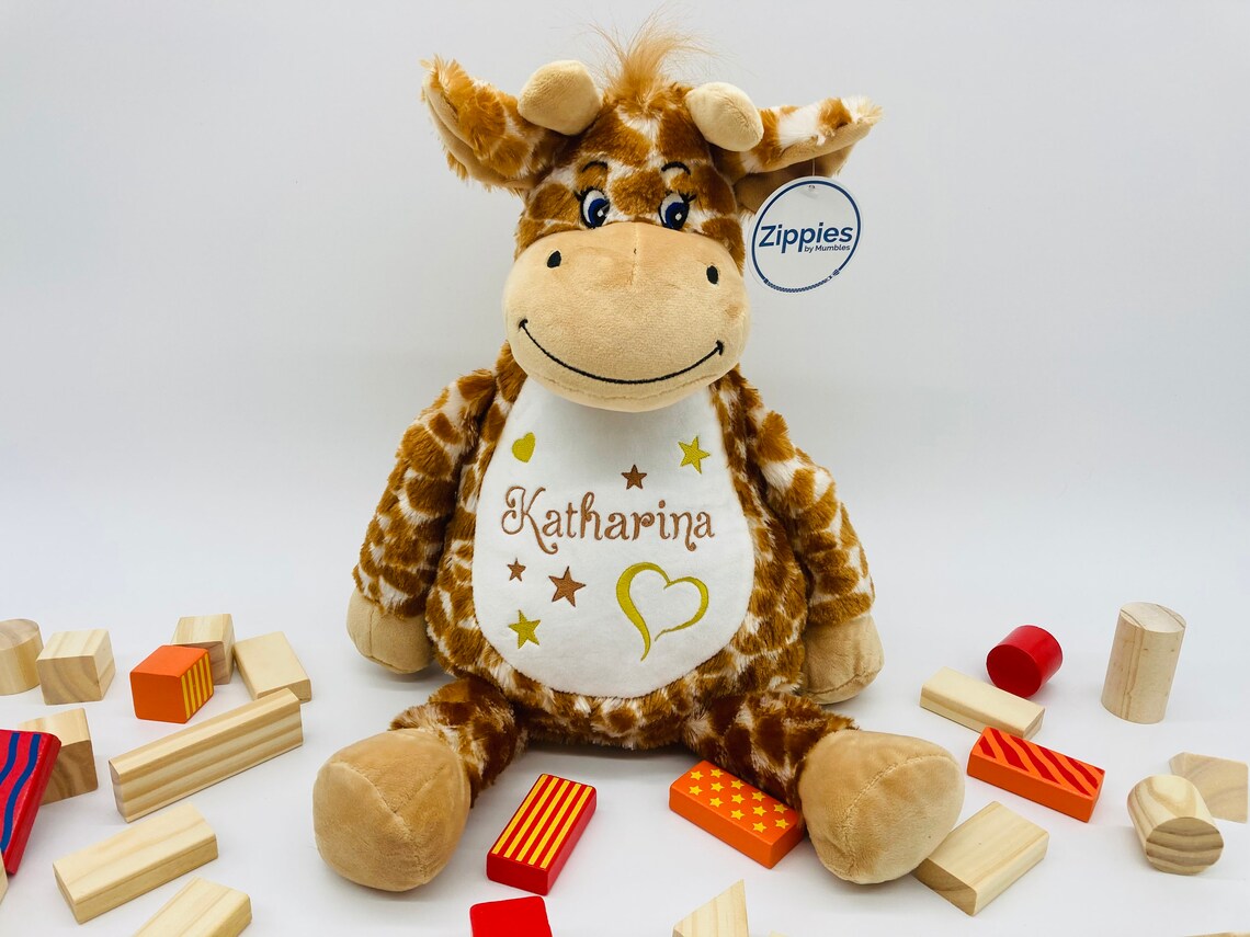 Cuddly toy plush toy giraffe embroidered with name | Etsy