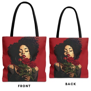 African American Rose Women Black Girl Tote Bag | Melanin Magic Tote Bag |Black History | Black Woman Tote Bag | black girl Tote Bag