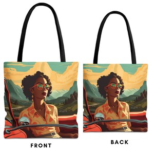 Vintage Retro African Black lady Tote Bag | Black Women Tote Bag |Melanic Magic, Afro Woman | African American Gift, black girl tote bag