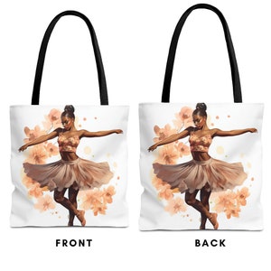 Black Ballerina Tote Bag |Melanic Magic, Afro Woman | African American Gift, black girl tote bag