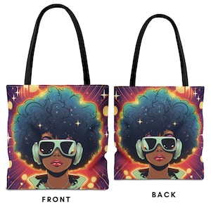 Alien Black Girl Tote Bag | Melanin Magic Tote Bag |Black Girl Tote Bag- Black owned shop-Afro Woman Gifts- black woman tote bag