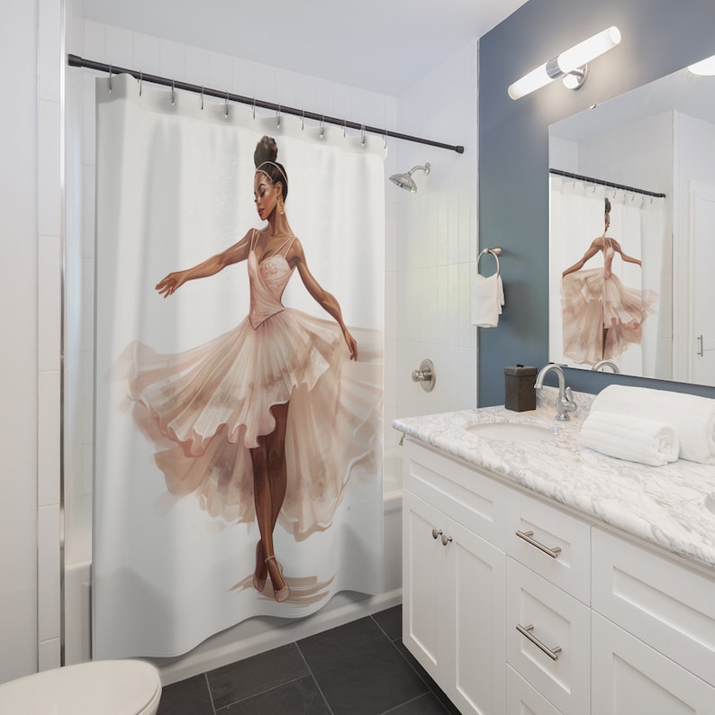 Black African American Ballerina Shower Curtains, Black History, Black