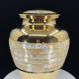 Urn Mother of Pearl Brass Cremation