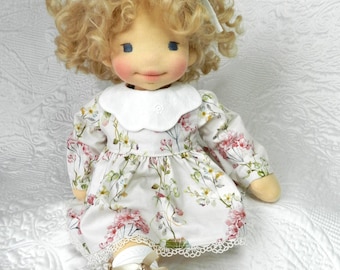 Camilia, 15-in OOAK Waldorf inspired doll, handmade art doll, blond hair, ideal gift for young and grownups