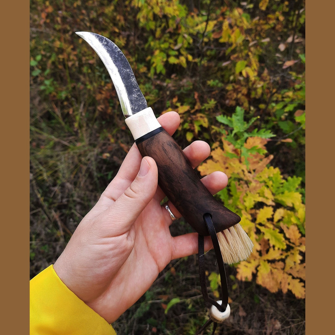 Mushroom Knife With Brush Hand Fixed Blade Knife Gift Etsy