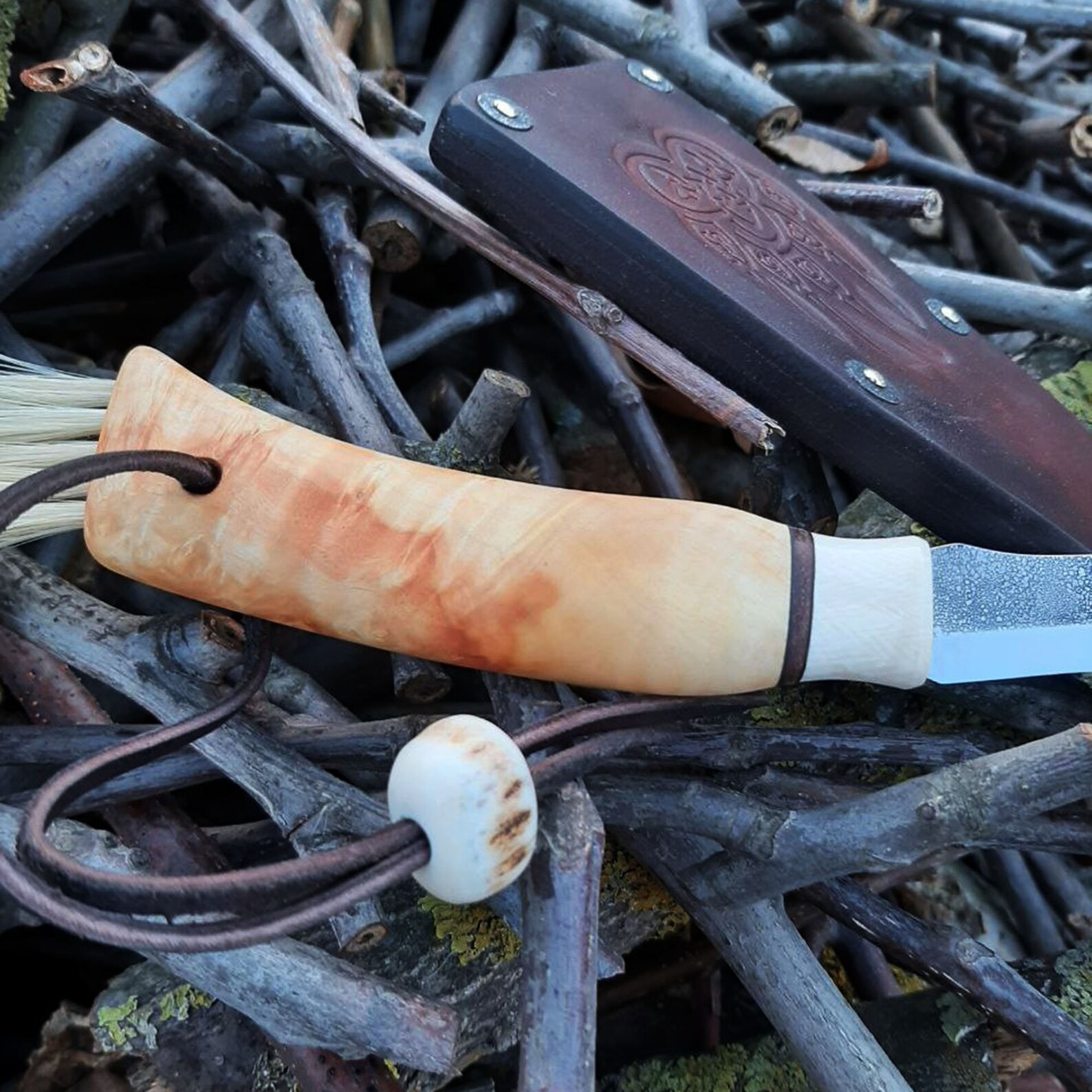 Mushroom Hunting Knife With Brush Carbon Steel Knive Small Etsy