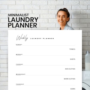 Printable Laundry Planner | Laundry Schedule | Minimalist Washing Day Planner | Digital | A4 Editable Template | Canva Template | #012
