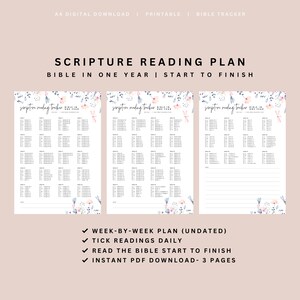 BIBLE in ONE YEAR From Start to Finish Florals | Bible Reading Plan ...