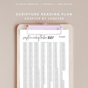 Könnte beinhalten: Ein druckbarer Bibel-Lesetracker mit einer Checkliste für jedes Kapitel des Alten Testaments. Der Tracker trägt den Titel "Scripture Reading Tracker" und "Whole Bible".