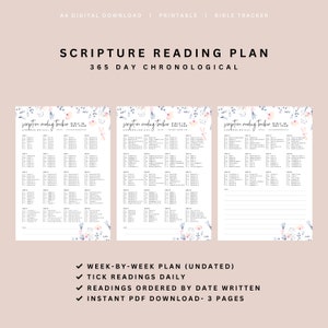 Chronological Bible Reading Plan - Scripture Tracker Florals | 52 Week ...