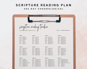 Chronological Bible Reading Plan - Scripture Tracker | 52 Week Plan | 1 Year Bible Reading | Weekly | Printable | 365 Day Bible Reading Plan