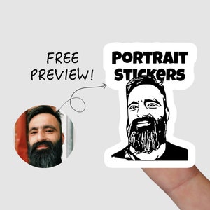 Face Stickers, Portrait Stickers | Turn your photo into cartoon portrait, custom contour cut stickers, water resistant, personalized decal