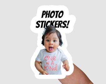 Baby Face Stickers | One-of-a-kind photo stickers photo sticker, high quality weather resistant vinyl, daycare label, name labels for school